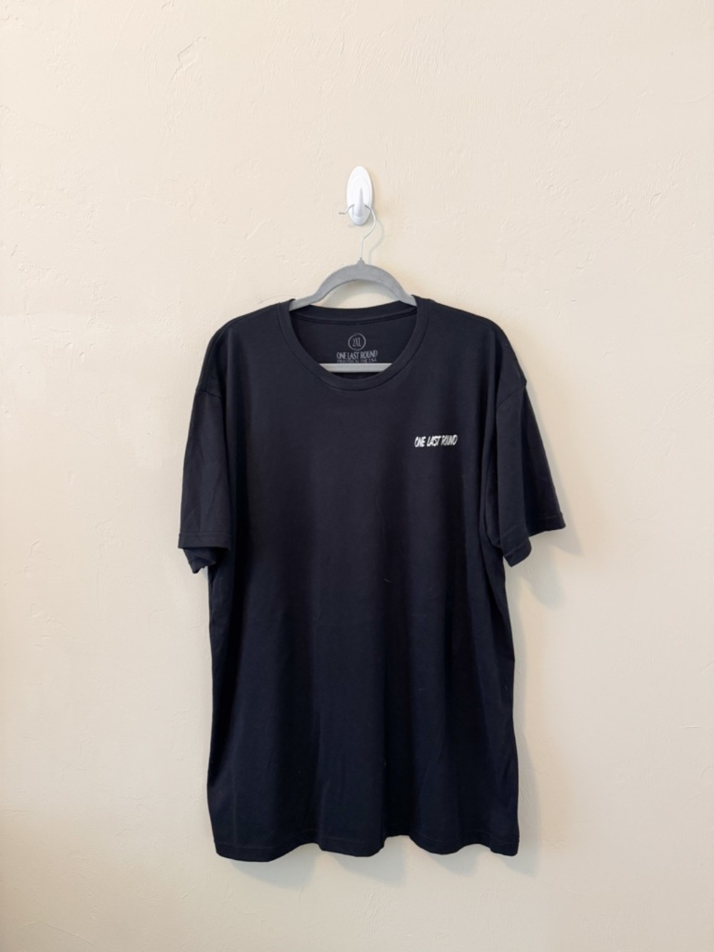 One Last Round Men's Black Logo Crewneck T-Shirt with Graphic on Back